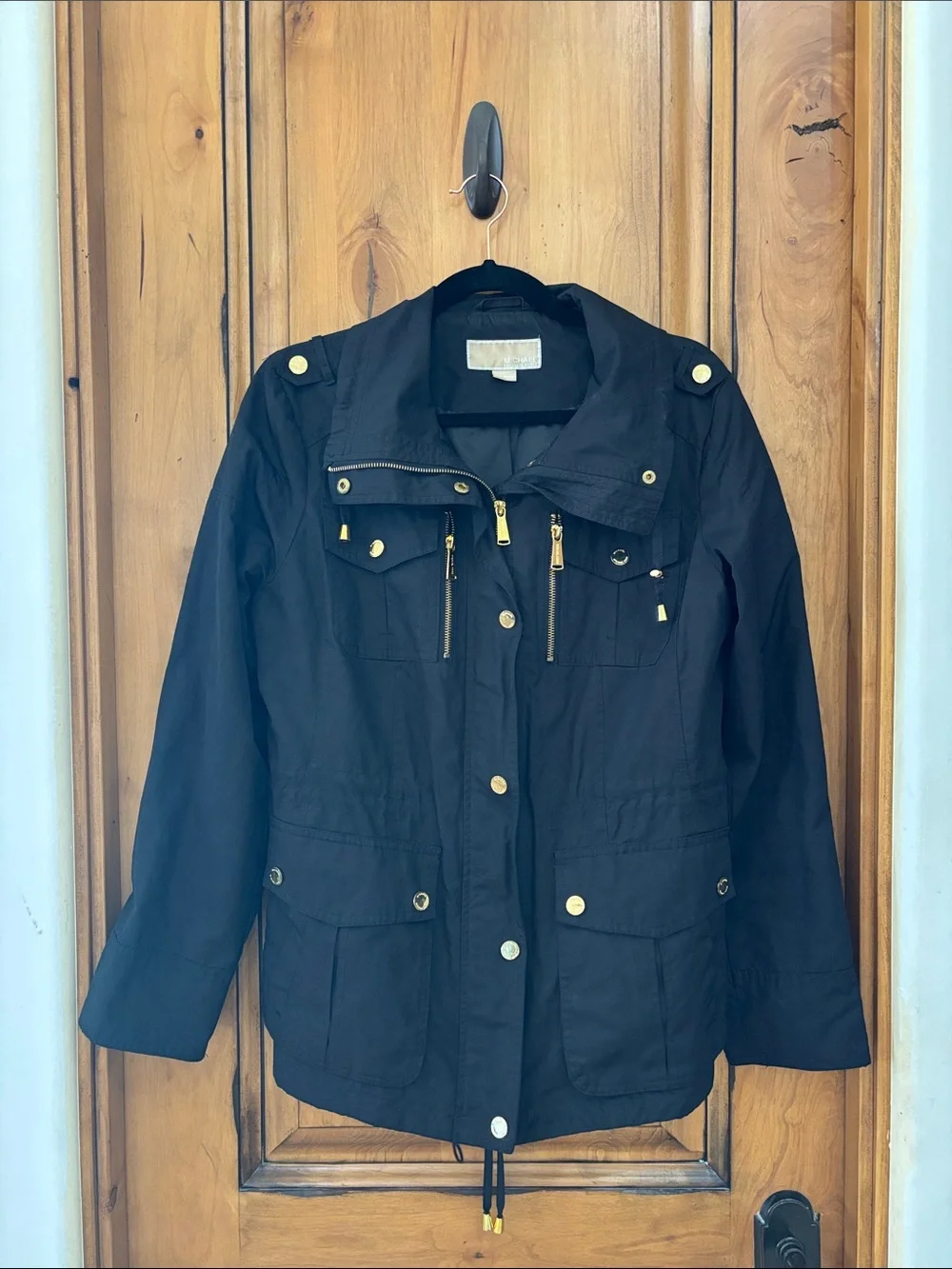 Black and Gold Michael Kors Rain Jacket